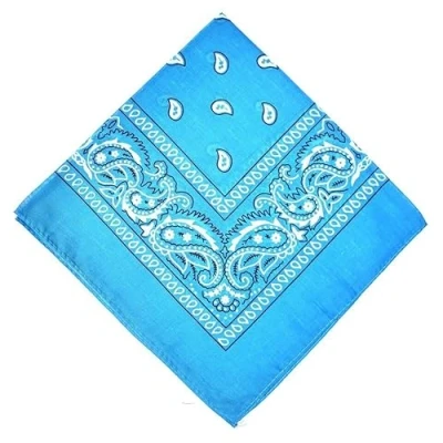 Image of The Tie Co Bandana Scarf For Men Cotton Head Neck Hair Bandanna Wrap Paisley Summer Aqua Blue