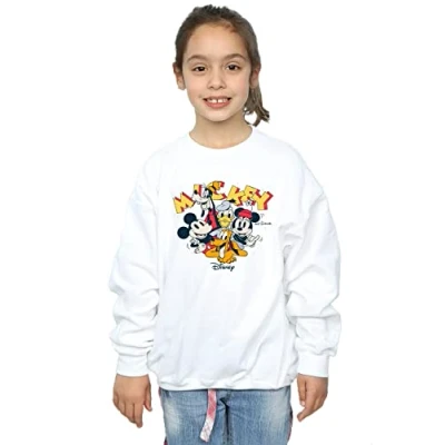 Image of Disney Girls Mickey Mouse Group Sweatshirt White 3 4 Years
