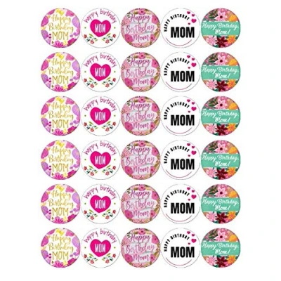 Image of 30 Happy Birthday Mum Mom Cupcake Toppers Edible Wafer Paper Fairy Cake Cakes