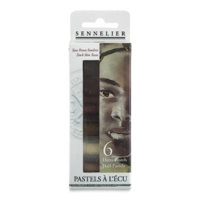 Image of SENNELIER Extra Soft Half Pastel 6 Stick Set, Count (Pack of 1), Portrait Dark Tones