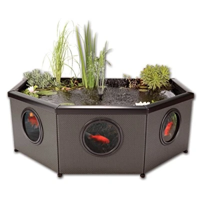 Image of Blagdon Affinity Grand Half Moon Living Water Feature Patio Pool Pond, with Inpond 5 in 1 3000 Filter Pump &amp; UV Clarifier, LED Sotlight, 3 Fountain Heads, Planting Basket Large