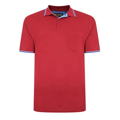 Image of Kam (KBS5400C Kbs Mens Big Size Tipped Polo Shirt with Pocket in Burgundy 5XL