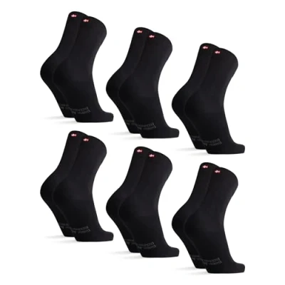 Image of DANISH ENDURANCE Mens Socks, Organic Cotton, Soft, Breathable, Ladies Everyday, Unisex, 3 or 6 Pack, 6x Black, 8