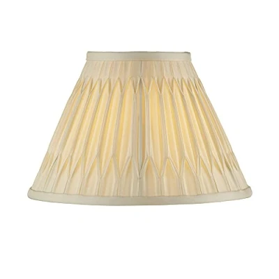 Image of Endon 94355 Chatsworth 10 Inch Modern Tapered Drum Light/Lamp Shade Ivory Silk Fabric Box Double Pinch Pleat Design Lamp Only