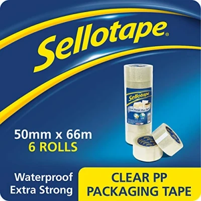 Image of Sellotape Clear Parcel Packaging Tape 50mm x 66m (Pack of 6)