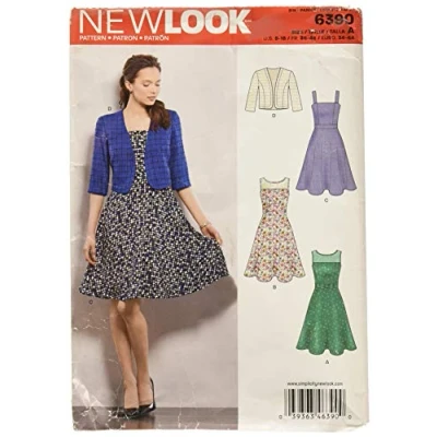 Image of New Look Sewing Pattern 6390: Misses&#039; Dresses with Full Skirt and Bolero, Size A, A (8 10 12 14 16 18)