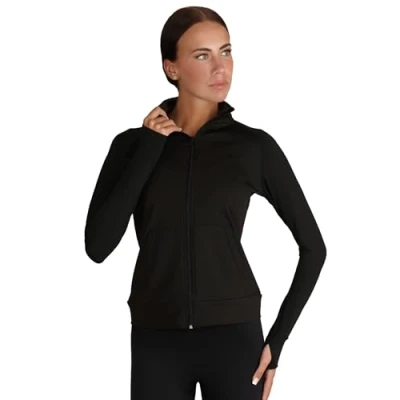 Image of Silky Dance Zip Up Running Jacket for Girls, Training Sports Black Age 5 7