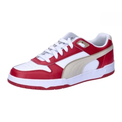 Image of Puma RBD GAME Unisex Trainers, Size: 5.5, White/club red/alpine snow leather and imitation