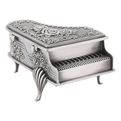 Image of Walfront Piano Jewellery Box Handcraft Antique Metal Wedding Jewelry Storage Organizer Gift for Girls Ladies Women