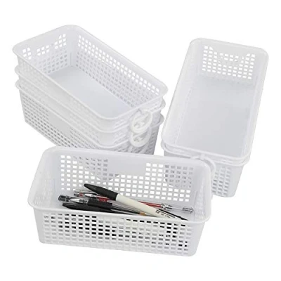 Image of Kiddream 6 Packs Mini Plastic Basket, Office Desktop White