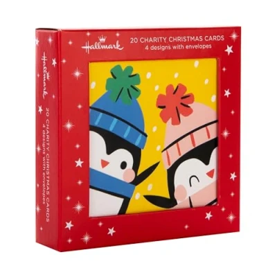 Image of Hallmark Kids Christmas Card, Multipack Cards, Pack of 20, 4 Designs, Festive Characters, Charity With Envelopes