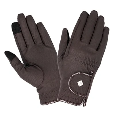 Image of LeMieux Unisex Classic Leather Riding Gloves in Brown Breathable Touch Screen Compatible L