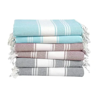 Image of LANE LINEN Pool Towels, Turkish Beach Towels Oversized Set of 6, Pre Washed, No Shrink, Quick Dry Travel Towel, Towel for Women, Absorbent &amp; Sand Free 39&quot;x71&quot; Summer Color