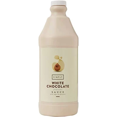 Image of Simply White Chocolate Sauce, Topping Sauce in Pourable Easy Squeeze Bottle for Ice Cream, Waffles, Pancakes, Coffee &amp; Milkshake (2.5 kg)