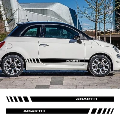 Image of RWRAPS 2PCS Car Side Door Line Stickers Vinyl Film Styling Decals Accessories,Fit for Fiat Abarth 500 595 Chevaux Grande Punto