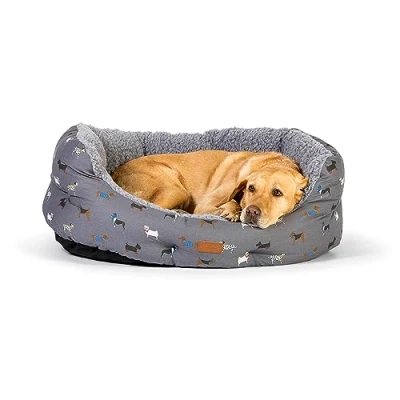 Image of FatFace Marching Dogs Grey Super Soft Deluxe Pet Dog/Puppy Sustainable Bed 30 Inch