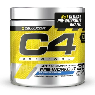 Image of C4 Original Beta Alanine Sports Nutrition Bulk Pre Workout Powder for Men &amp; Women Best Energy Drink Supplements Creatine Monohydrate Icy Blue Raspberry 30 Servings