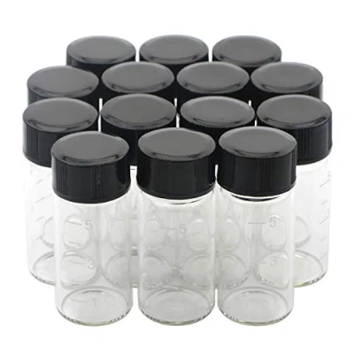 Image of Unxuey 14pcs 5ml (1/6 Oz) Mini Clear Graduated Glass Vials Sample Screw Cap Bottles with Scale Transparent Lab
