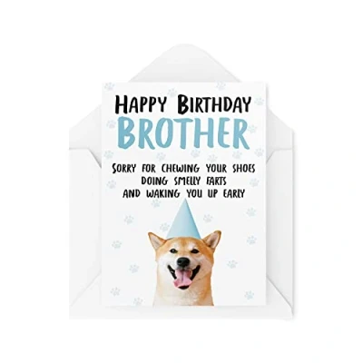 Image of Funny Birthday Cards for Brother from The Dog Pet Lover Greeting On His Puppy Card Sorry Farting Waking Early CBH242