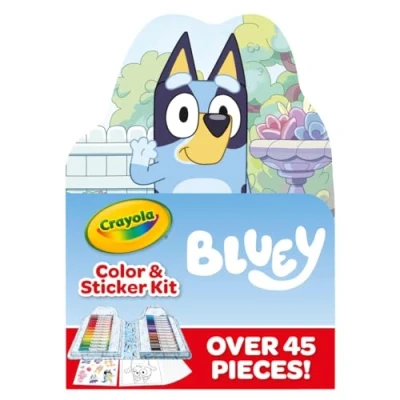 Image of Crayola Bluey Art Kit For Kids (45pcs), Coloring Book Pages, Stickers Kids, Toys Girls &amp; Boys, Toddler Gift, 4+