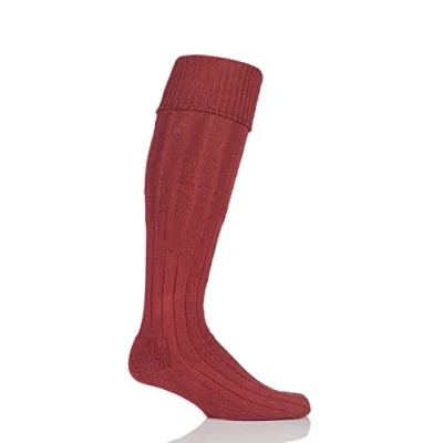Image of 1 Pair Terracotta Birkdale Cotton Cushioned Knee High Golf Socks Men&#039;s 7 11 Mens Glenmuir
