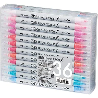 Image of Kuretake Zig Twin Tip Marker Clean Color f, 36 Set (TCS 6000T/36V)
