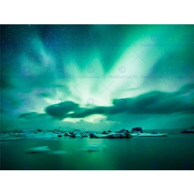 Image of Wee Blue Coo Photo Arctic Aurora Borealis Northern Lights Wall Art Print