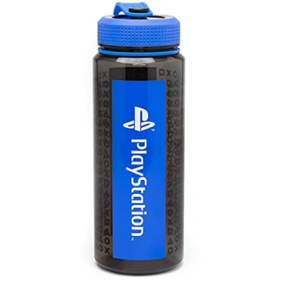 Image of PlayStation Water Bottle for Adults and Kids 1064ML Game Console Logo Sports Travel Mug Blue White Black Merchandise One Size