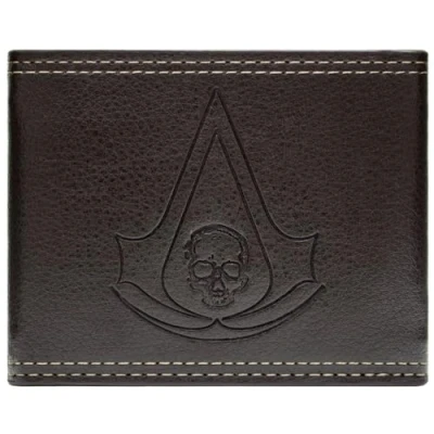 Image of Assassin&#039;s Creed Black Flag Live by The Wallet Bi Fold Coin Pocket &amp; Card Holder, Brown