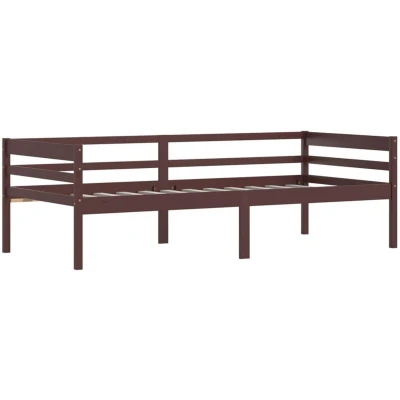 Image of vidaXL Bed Frame without Mattress Dark Brown Solid Pine Wood 90x200 cm