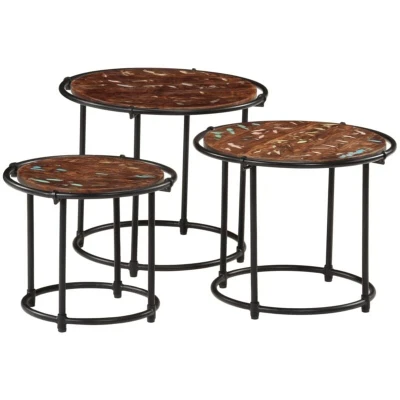 Image of vidaXL Nesting Tables 3 pcs Solid Wood Reclaimed