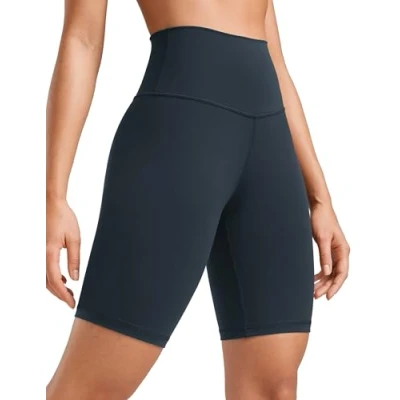 Image of CRZ Yoga Womens Butterluxe 8&#039;&#039; Shorts High Waisted Workout Gym Leggings Running Spandex Biker True Navy 10