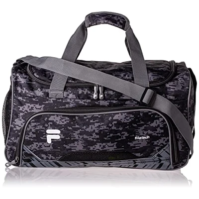 Image of Fila Source Small Gym Sport Duffel Bag, Black DIGI CAMO, One Size, Sm Travel Bag