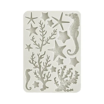 Image of Stamperia Silicone Mould A5 for Scrapbooking, Bullet Journalling and More, Corals, Non Stick Surface, Suitable Air Dry Clay, Resin, Perfect Hobbies, Crafts, Gifting (Sea Land)