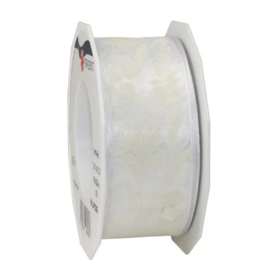 Image of C.E. Pattberg Präsent Wildrose Wired Ribbon White 40 mm width, 20 m length