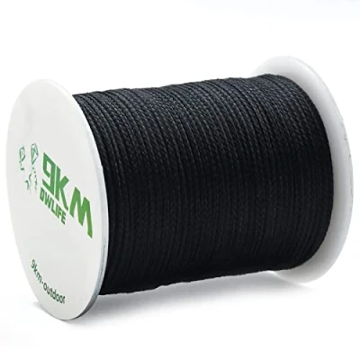 Image of 9KM DWLIFE Black Kevlar Cord, High Tensile Strength, Flame Resistant, Braided Fishing Line, Wind Chime String, Kite Camping, Model Rocket, Outdoor Survival Strong String (500lb 2mm 100Ft)