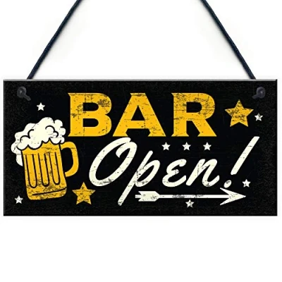 Image of RED OCEAN Bar OPEN Sign Beer Vodka Plaque Garden Shed Pub Man Cave Friendship Gift
