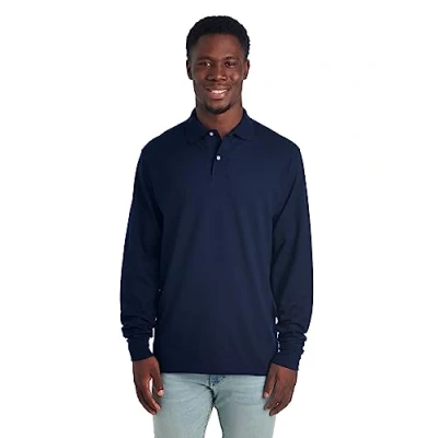 Image of Jerzees Men&#039;s Spot Shield Polo Sport Shirt, Long Sleeve Navy, S