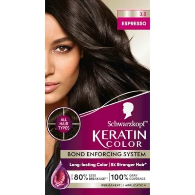 Image of Schwarzkopf Keratin Color Anti Age Hair Cream, 3.0 Espresso (Packaging May Vary)
