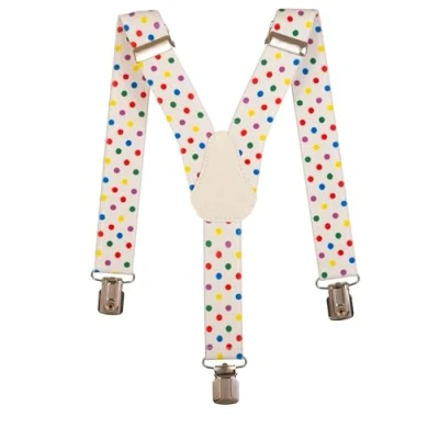 Image of Olata Children’s Elasticated Design Y Shape Braces/Suspenders (1 5 Years) 2.5cm. Polka Dot (White)