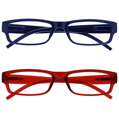 Image of OPULIZE, Reading Glasses Dark Blue Red Lightweight Readers Value 2 Pack Mens Womens RR32 3Z +2.50