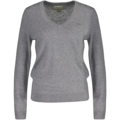Image of GANT Extrafine V NECK Jumper, Women&#039;s, Size: Medium, Grey