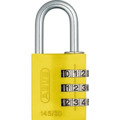 Image of ABUS Combination Padlock 145/30 Yellow for Luggage, Cabinet etc Aluminium Individually Adjustable Numerical Code Security Level 3