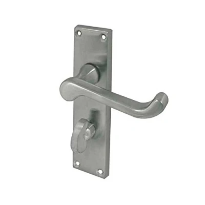 Image of 2 x Victorian Scroll Bathroom Door Handles 150 40mm Satin Chrome Finish