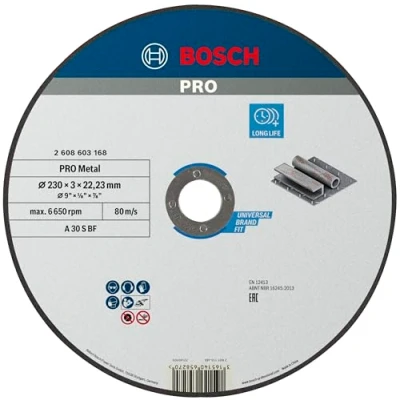 Image of Bosch Professional 1x Standard for Metal Cutting Disc (for Metal, Ø 230 x 3 22,23 mm, Straight, Accessory Angle Grinder)