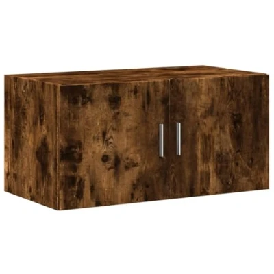 Image of vidaXL Wall Cabinet Smoked Oak Engineered Wood, 80x42.5x40 cm Ample Storage for Living Room/Bedroom/Garage