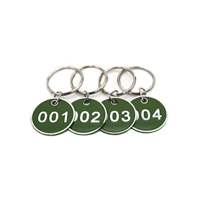 Image of NanTun Aluminum Alloy Metal Key Tag Set, Number ID Tags Chain, Numbered Rings, 10 Pieces Green 1 to