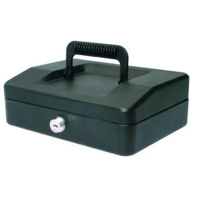 Image of Helix 8 inch Cash Box with Removable Coin Tray Black