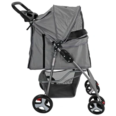 Image of Pet Stroller Pram Pushchair Available in 7 Colours (Grey with Cover)