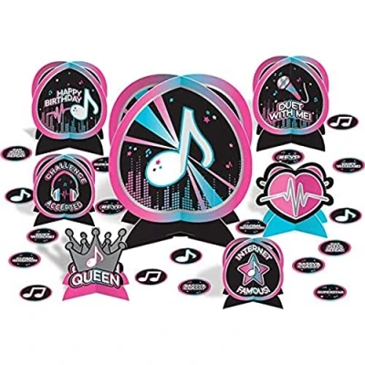 Image of Amscan 9913868 Internet Famous Kids Birthday Party 7x Table Decorations with 24x Confetti Scatters 31 Pieces